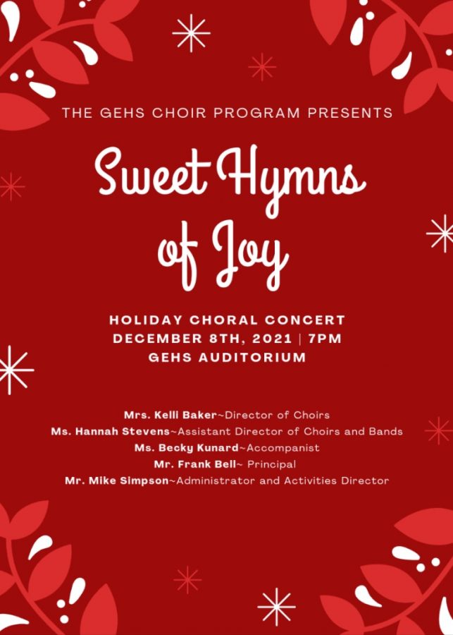 The program of the Sweet Hymns of Joy choir concert at GEHS.
