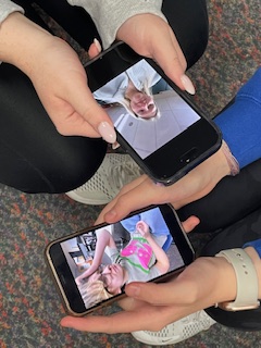 Students using phones in class.