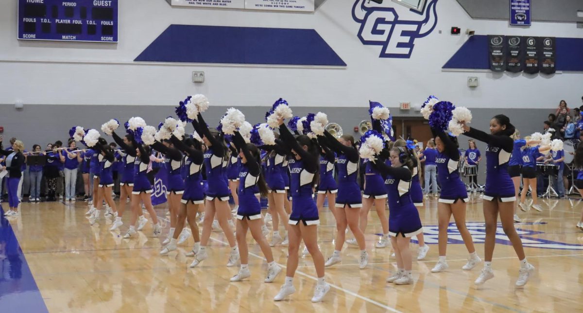 April 3 spring assembly cheer squad.
